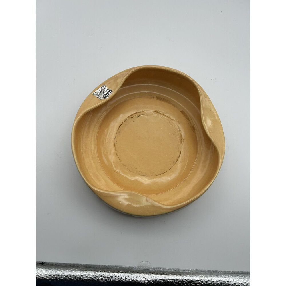 Royal Haeger Pottery Mid Century Ashtray USA R1873-S Spotted Glaze Carmel/Yellow